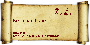 Kohajda Lajos névjegykártya